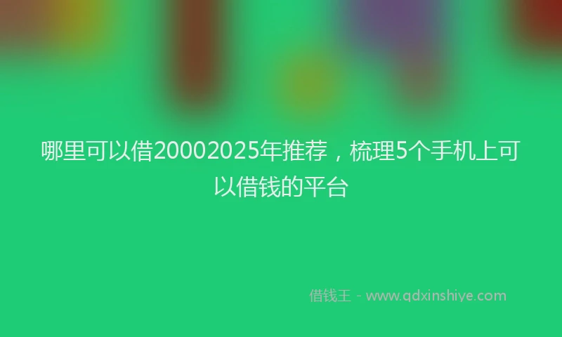 哪里可以借20002025年推荐，梳理5个手机上可以借钱的平台