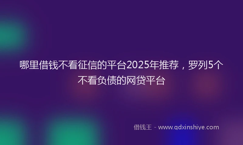 哪里借钱不看征信的平台2025年推荐，罗列5个不看负债的网贷平台