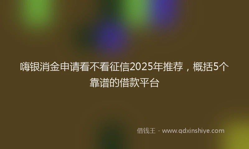 嗨银消金申请看不看征信2025年推荐，概括5个靠谱的借款平台