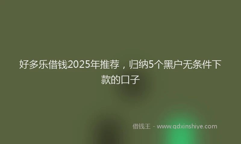 好多乐借钱2025年推荐，归纳5个黑户无条件下款的口子