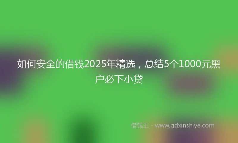 如何安全的借钱2025年精选，总结5个1000元黑户必下小贷
