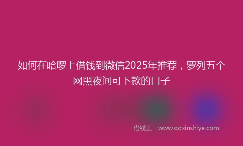 如何在哈啰上借钱到微信2025年推荐，罗列五个网黑夜间可下款的口子