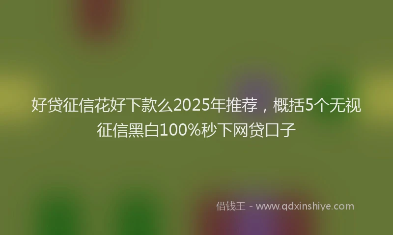 好贷征信花好下款么2025年推荐，概括5个无视征信黑白100%秒下网贷口子