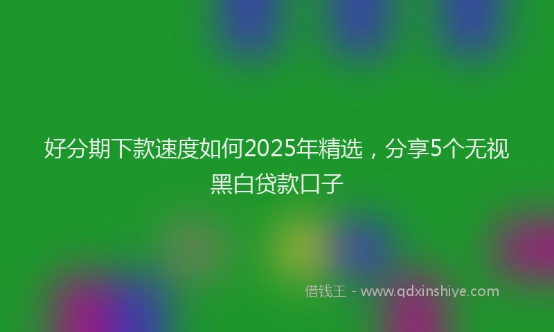 好分期下款速度如何2025年精选，分享5个无视黑白贷款口子