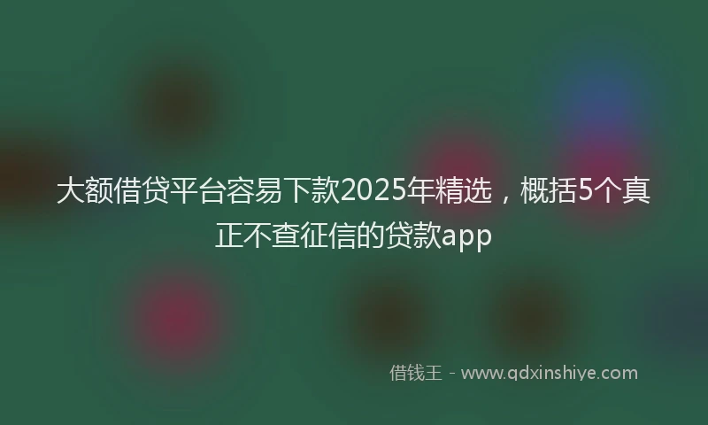 大额借贷平台容易下款2025年精选，概括5个真正不查征信的贷款app