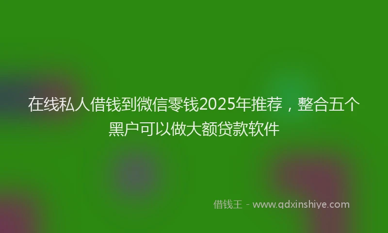 在线私人借钱到微信零钱2025年推荐，整合五个黑户可以做大额贷款软件