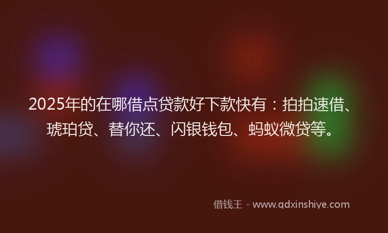 2025年的在哪借点贷款好下款快有：拍拍速借、琥珀贷、替你还、闪银钱包、蚂蚁微贷等。