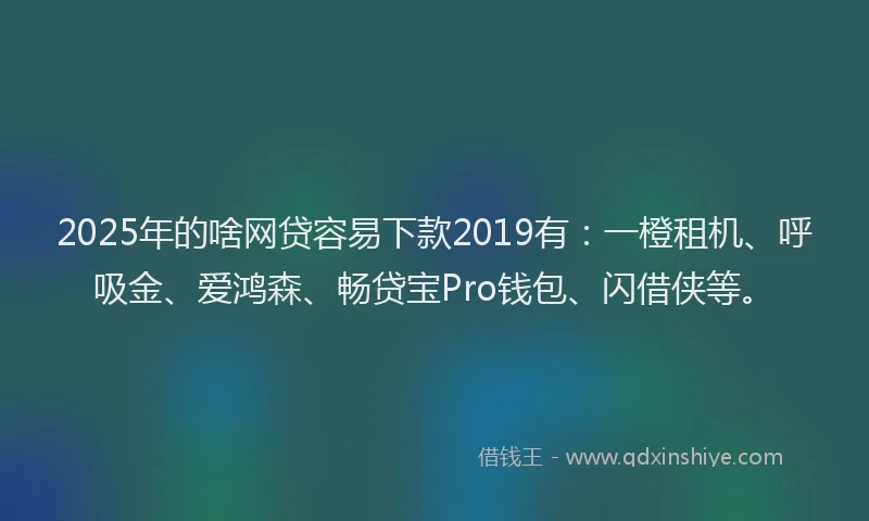 2025年的啥网贷容易下款2019有：一橙租机、呼吸金、爱鸿森、畅贷宝Pro钱包、闪借侠等。
