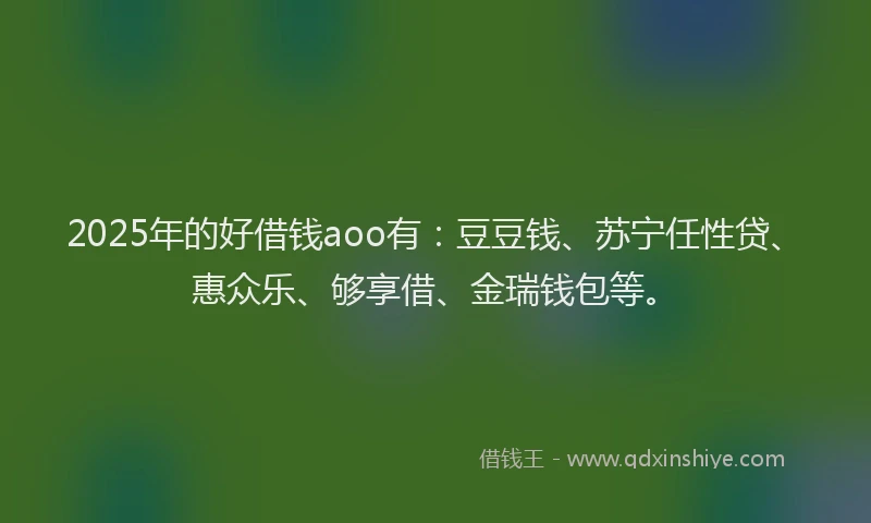 2025年的好借钱aoo有：豆豆钱、苏宁任性贷、惠众乐、够享借、金瑞钱包等。