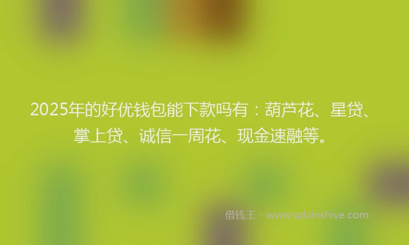 2025年的好优钱包能下款吗有：葫芦花、星贷、掌上贷、诚信一周花、现金速融等。