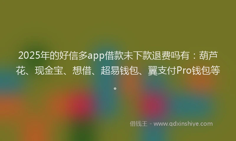 2025年的好信多app借款未下款退费吗有：葫芦花、现金宝、想借、超易钱包、翼支付Pro钱包等。