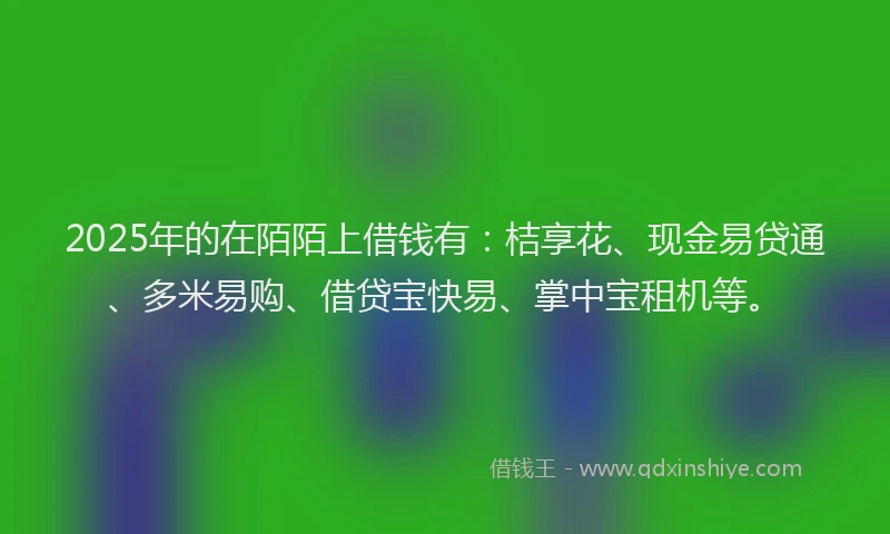 2025年的在陌陌上借钱有：桔享花、现金易贷通、多米易购、借贷宝快易、掌中宝租机等。