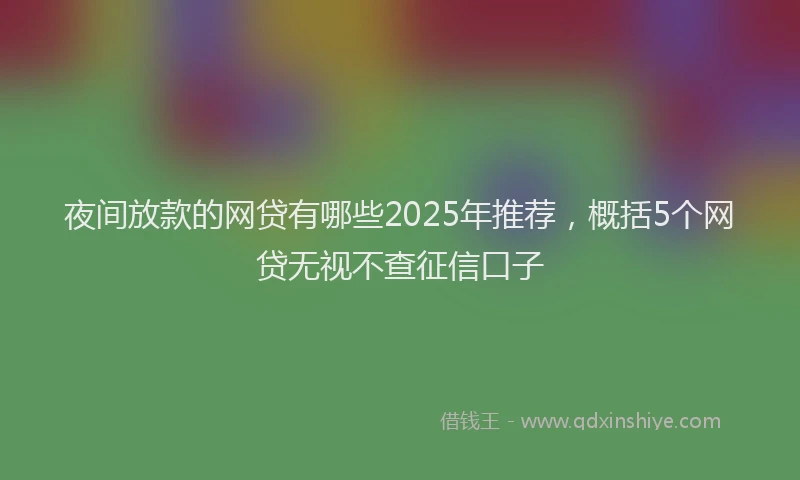 夜间放款的网贷有哪些2025年推荐，概括5个网贷无视不查征信口子