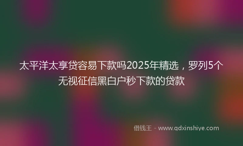 太平洋太享贷容易下款吗2025年精选，罗列5个无视征信黑白户秒下款的贷款