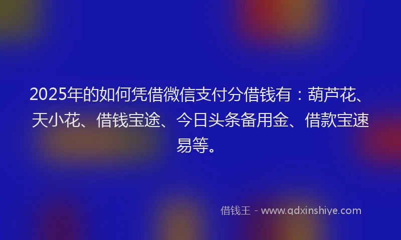 2025年的如何凭借微信支付分借钱有：葫芦花、天小花、借钱宝途、今日头条备用金、借款宝速易等。