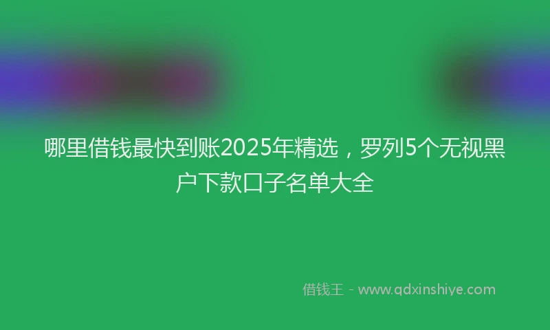 哪里借钱最快到账2025年精选，罗列5个无视黑户下款口子名单大全