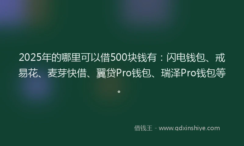 2025年的哪里可以借500块钱有：闪电钱包、戒易花、麦芽快借、翼贷Pro钱包、瑞泽Pro钱包等。
