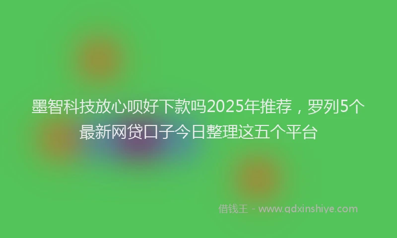墨智科技放心呗好下款吗2025年推荐，罗列5个最新网贷口子今日整理这五个平台