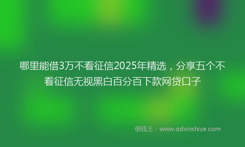 哪里能借3万不看征信2025年精选，分享五个不看征信无视黑白百分百下款网贷口子