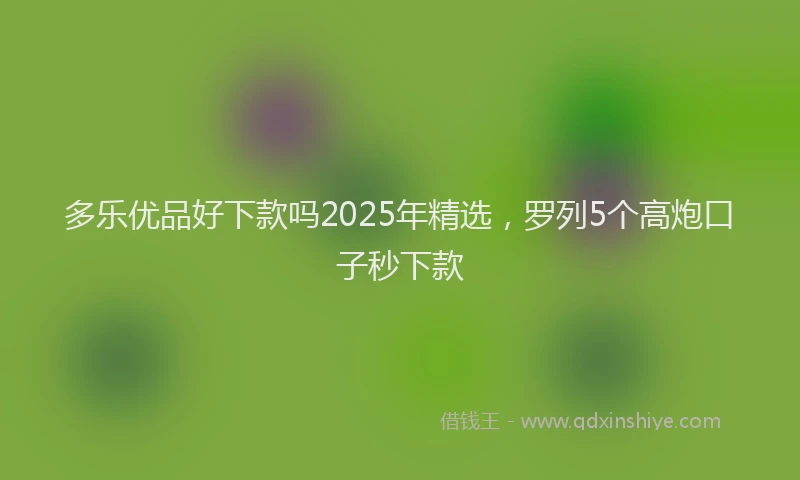 多乐优品好下款吗2025年精选，罗列5个高炮口子秒下款