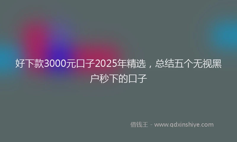 好下款3000元口子2025年精选，总结五个无视黑户秒下的口子