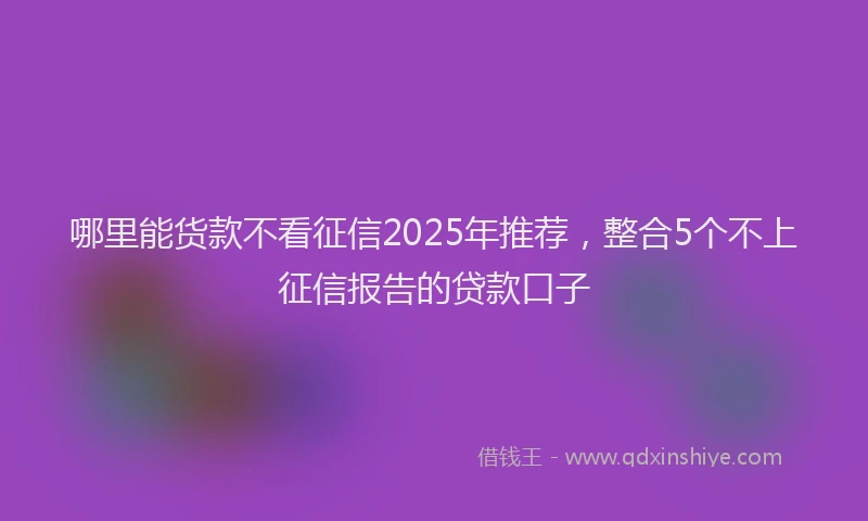 哪里能货款不看征信2025年推荐，整合5个不上征信报告的贷款口子