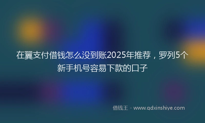 在翼支付借钱怎么没到账2025年推荐，罗列5个新手机号容易下款的口子
