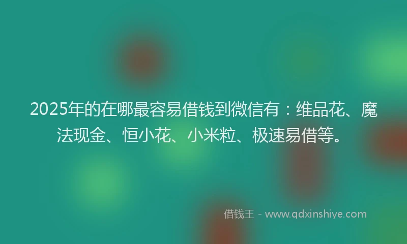 2025年的在哪最容易借钱到微信有：维品花、魔法现金、恒小花、小米粒、极速易借等。