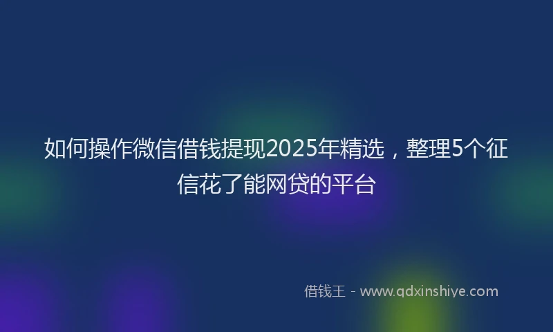 如何操作微信借钱提现2025年精选，整理5个征信花了能网贷的平台