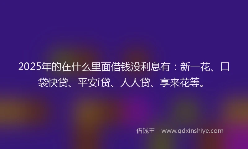 2025年的在什么里面借钱没利息有：新一花、口袋快贷、平安i贷、人人贷、享来花等。