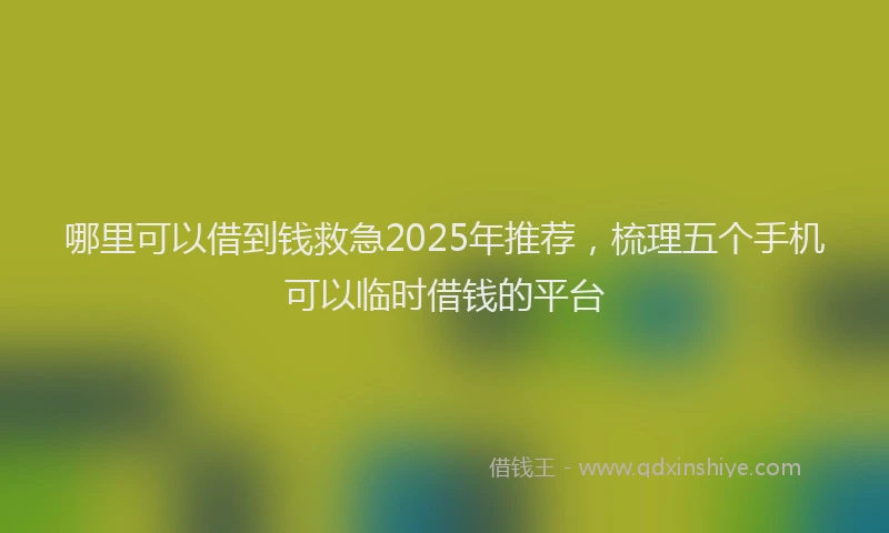 哪里可以借到钱救急2025年推荐，梳理五个手机可以临时借钱的平台