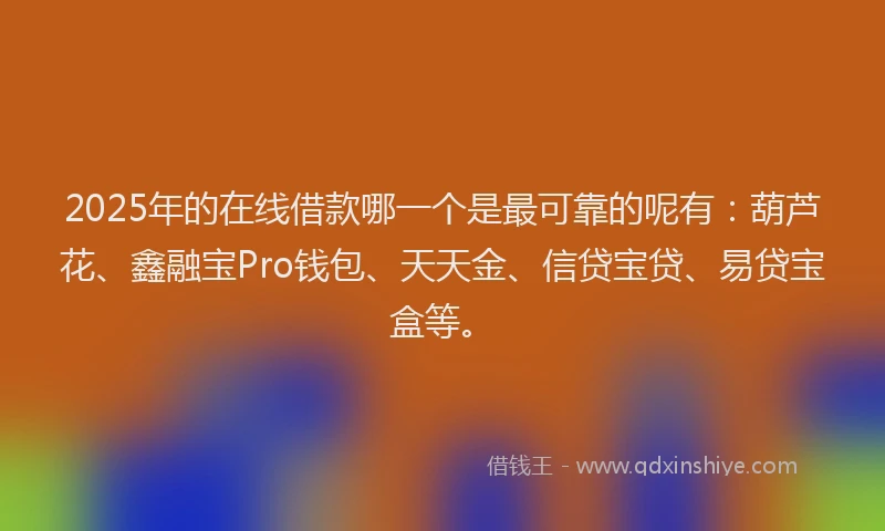 2025年的在线借款哪一个是最可靠的呢有：葫芦花、鑫融宝Pro钱包、天天金、信贷宝贷、易贷宝盒等。
