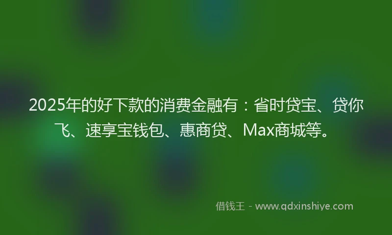 2025年的好下款的消费金融有：省时贷宝、贷你飞、速享宝钱包、惠商贷、Max商城等。
