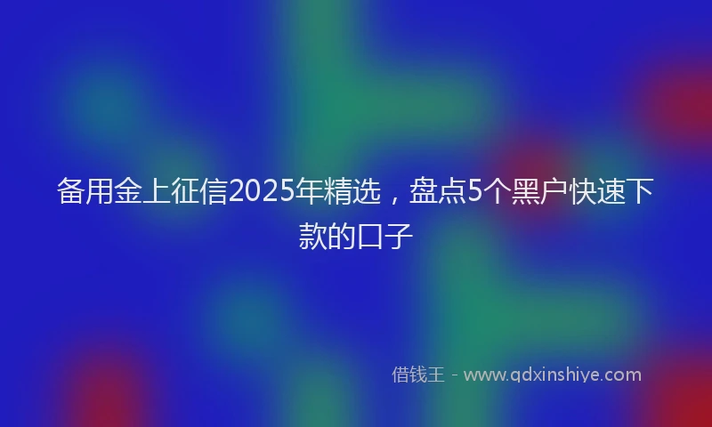 备用金上征信2025年精选，盘点5个黑户快速下款的口子