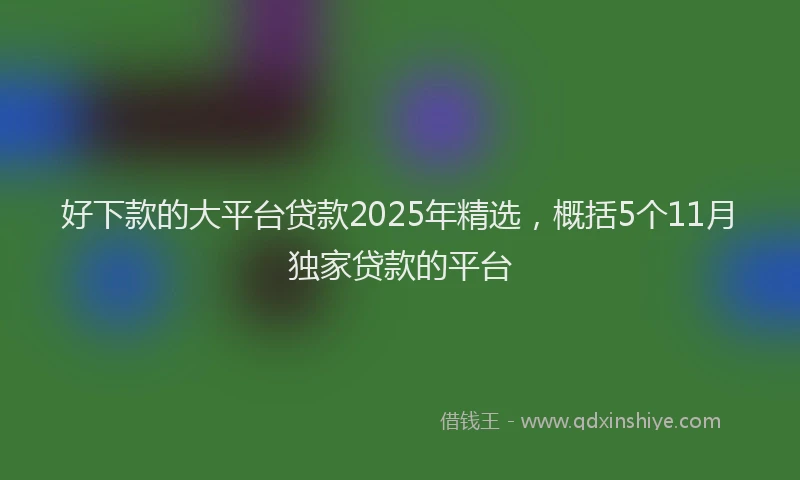好下款的大平台贷款2025年精选，概括5个11月独家贷款的平台