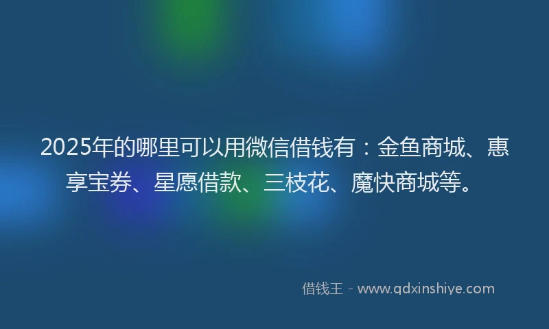 2025年的哪里可以用微信借钱有：金鱼商城、惠享宝券、星愿借款、三枝花、魔快商城等。
