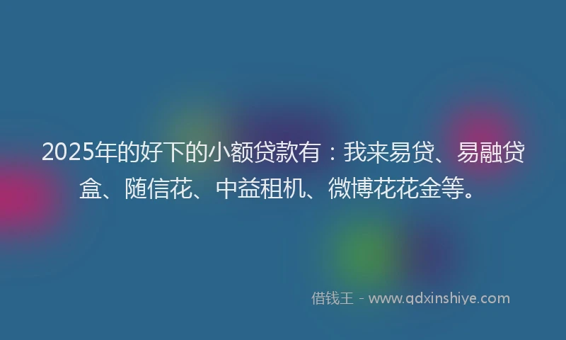 2025年的好下的小额贷款有：我来易贷、易融贷盒、随信花、中益租机、微博花花金等。