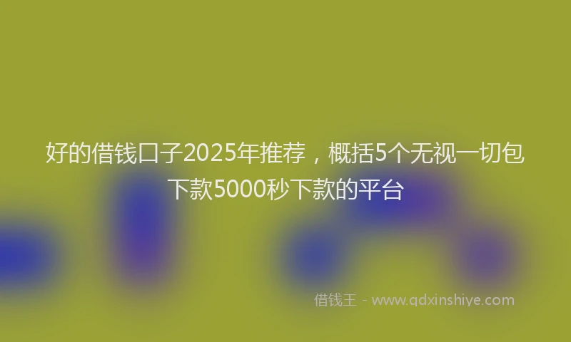 好的借钱口子2025年推荐，概括5个无视一切包下款5000秒下款的平台
