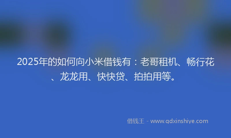 2025年的如何向小米借钱有：老哥租机、畅行花、龙龙用、快快贷、拍拍用等。