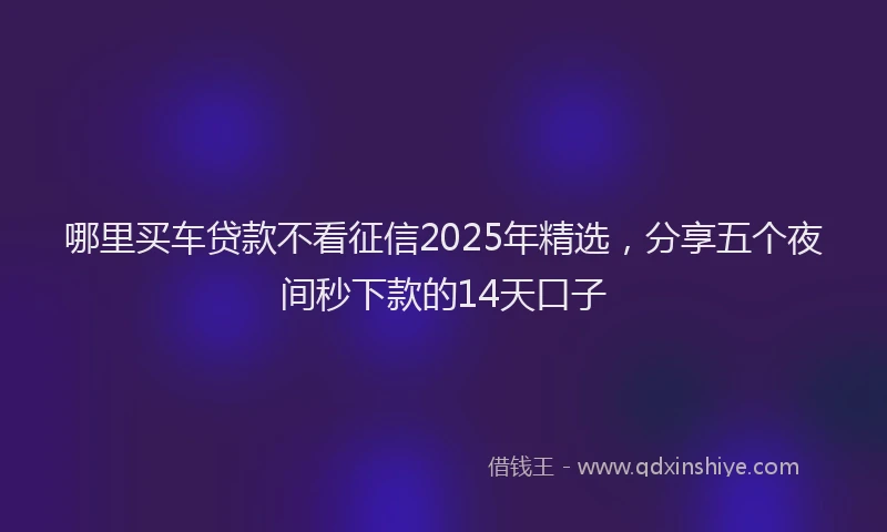 哪里买车贷款不看征信2025年精选，分享五个夜间秒下款的14天口子
