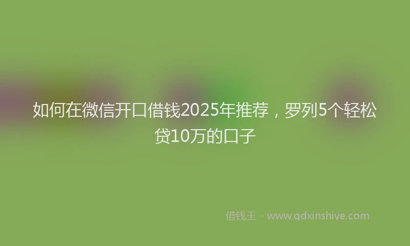 如何在微信开口借钱2025年推荐，罗列5个轻松贷10万的口子