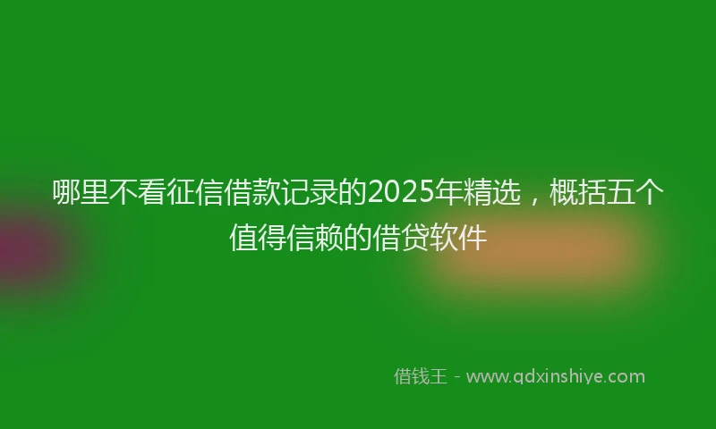 哪里不看征信借款记录的2025年精选，概括五个值得信赖的借贷软件