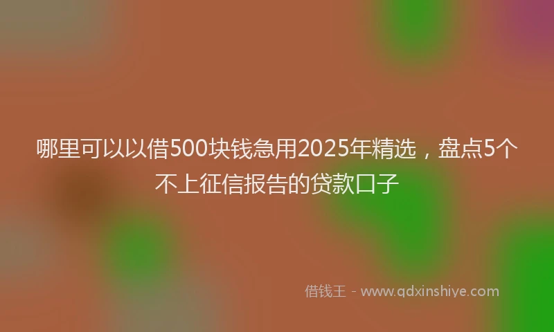 哪里可以以借500块钱急用2025年精选，盘点5个不上征信报告的贷款口子