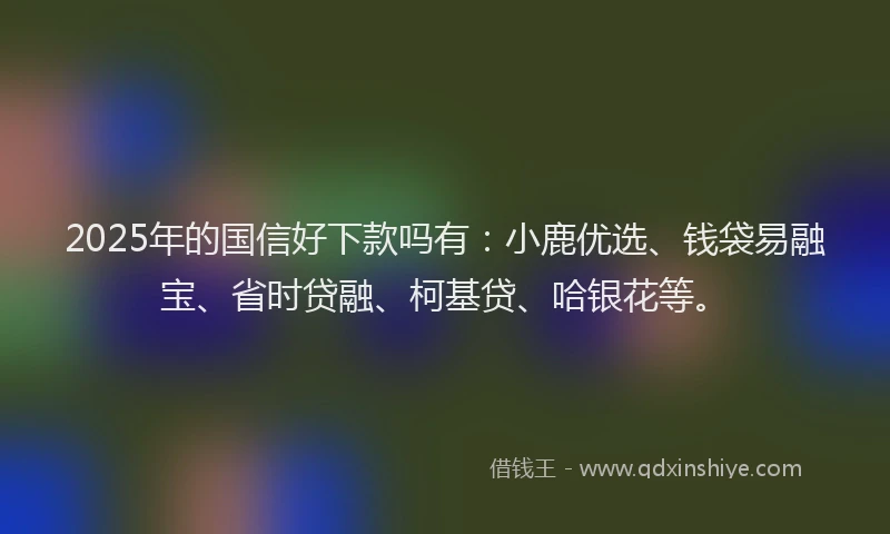 2025年的国信好下款吗有：小鹿优选、钱袋易融宝、省时贷融、柯基贷、哈银花等。