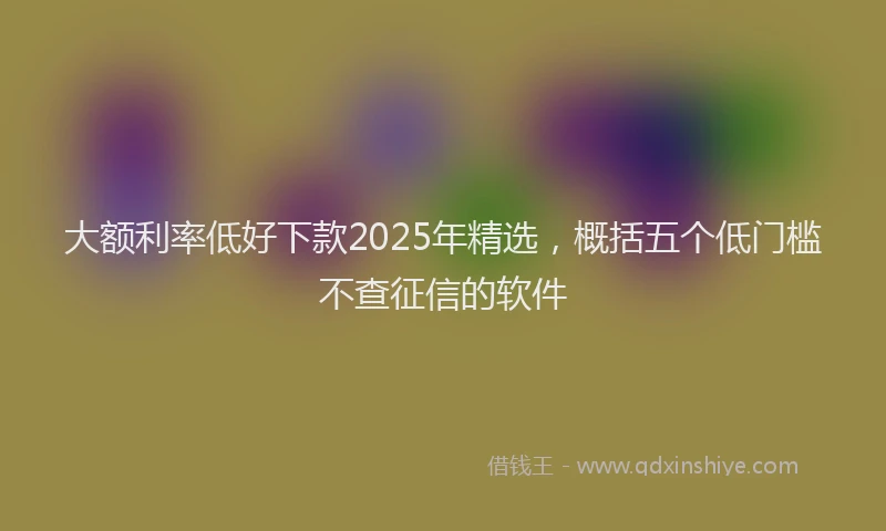 大额利率低好下款2025年精选，概括五个低门槛不查征信的软件