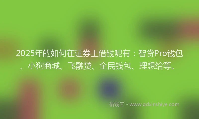 2025年的如何在证券上借钱呢有：智贷Pro钱包、小狗商城、飞融贷、全民钱包、理想给等。