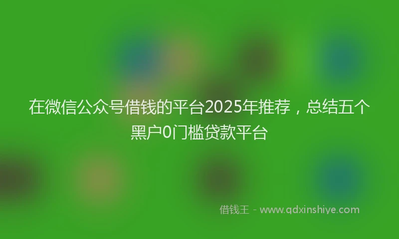 在微信公众号借钱的平台2025年推荐，总结五个黑户0门槛贷款平台