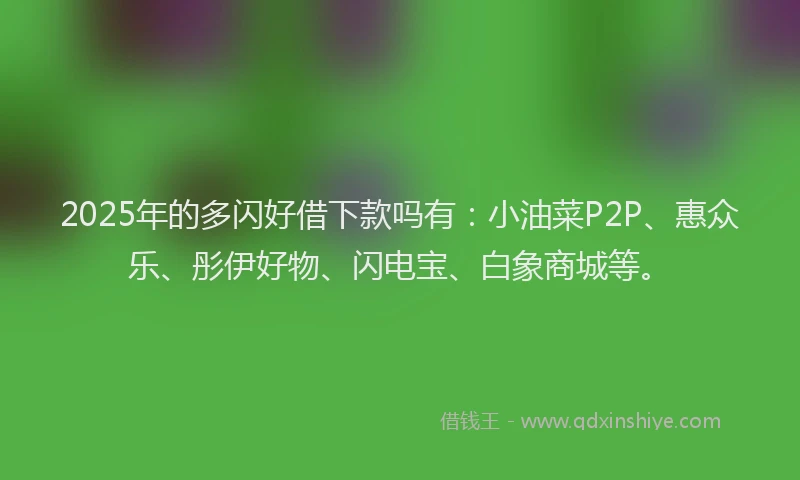 2025年的多闪好借下款吗有：小油菜P2P、惠众乐、彤伊好物、闪电宝、白象商城等。