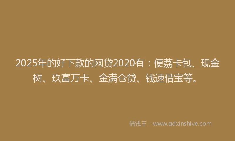 2025年的好下款的网贷2020有：便荔卡包、现金树、玖富万卡、金满仓贷、钱速借宝等。