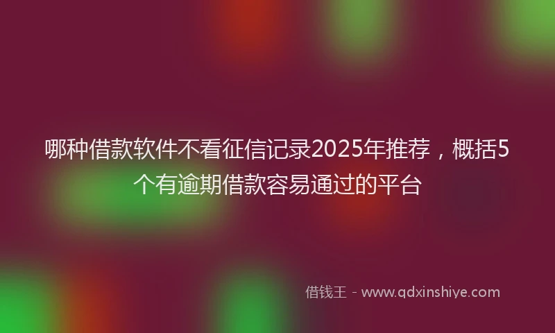哪种借款软件不看征信记录2025年推荐，概括5个有逾期借款容易通过的平台